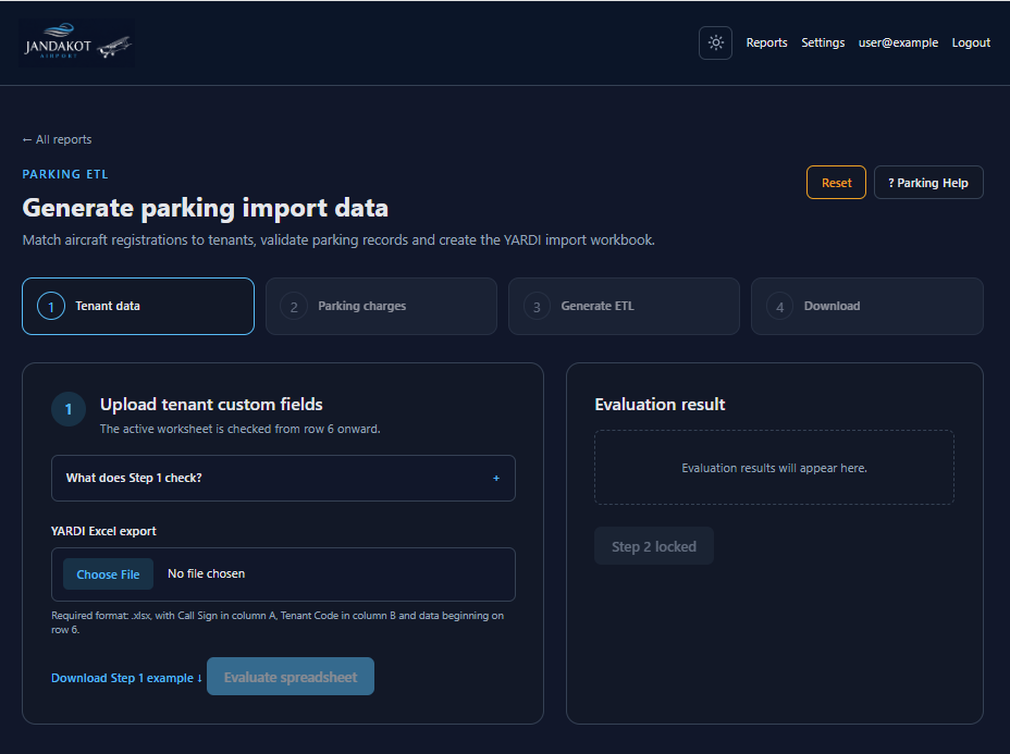 Export or results screenshot